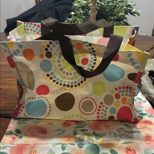Thirty-One Colorful Small Polka Dot Tote Bag Patio Pop Pattern